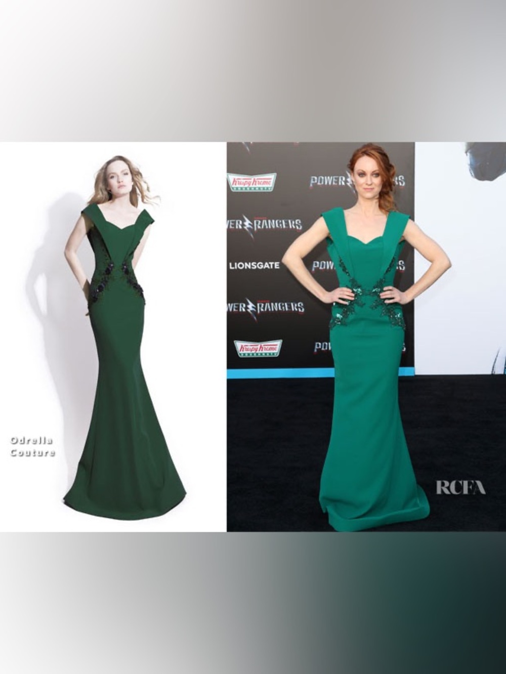 Turkish Luxury Brand Emerald Green Cap-Sleeve Evening Gown